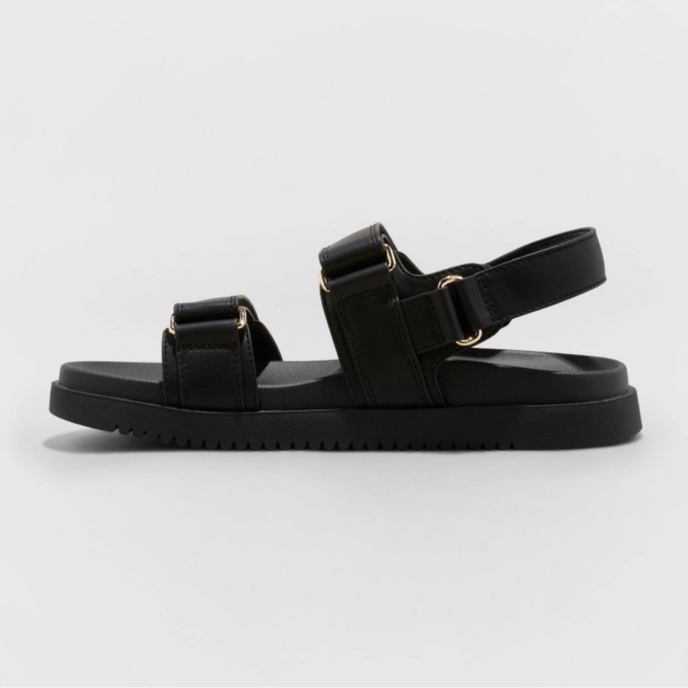 NWT Women's Jonie Ankle Strap Footbed Sandals - A New Day Black 11 - Picture 4 of 7